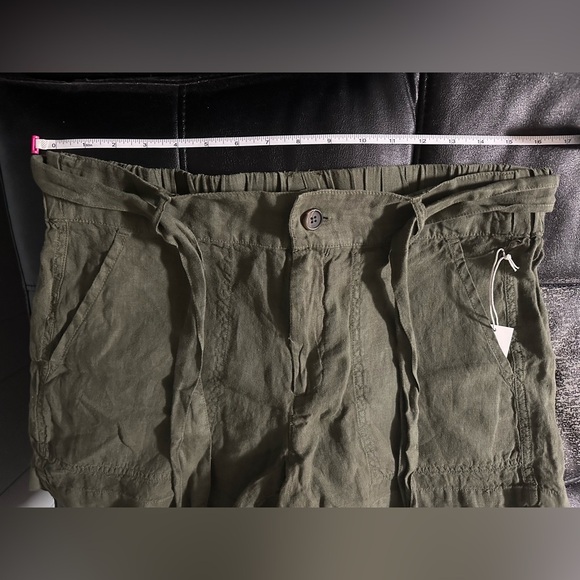 LOFT Lou & Gray Army Green Linen Shorts with Belt. NWT. - Picture 6 of 6